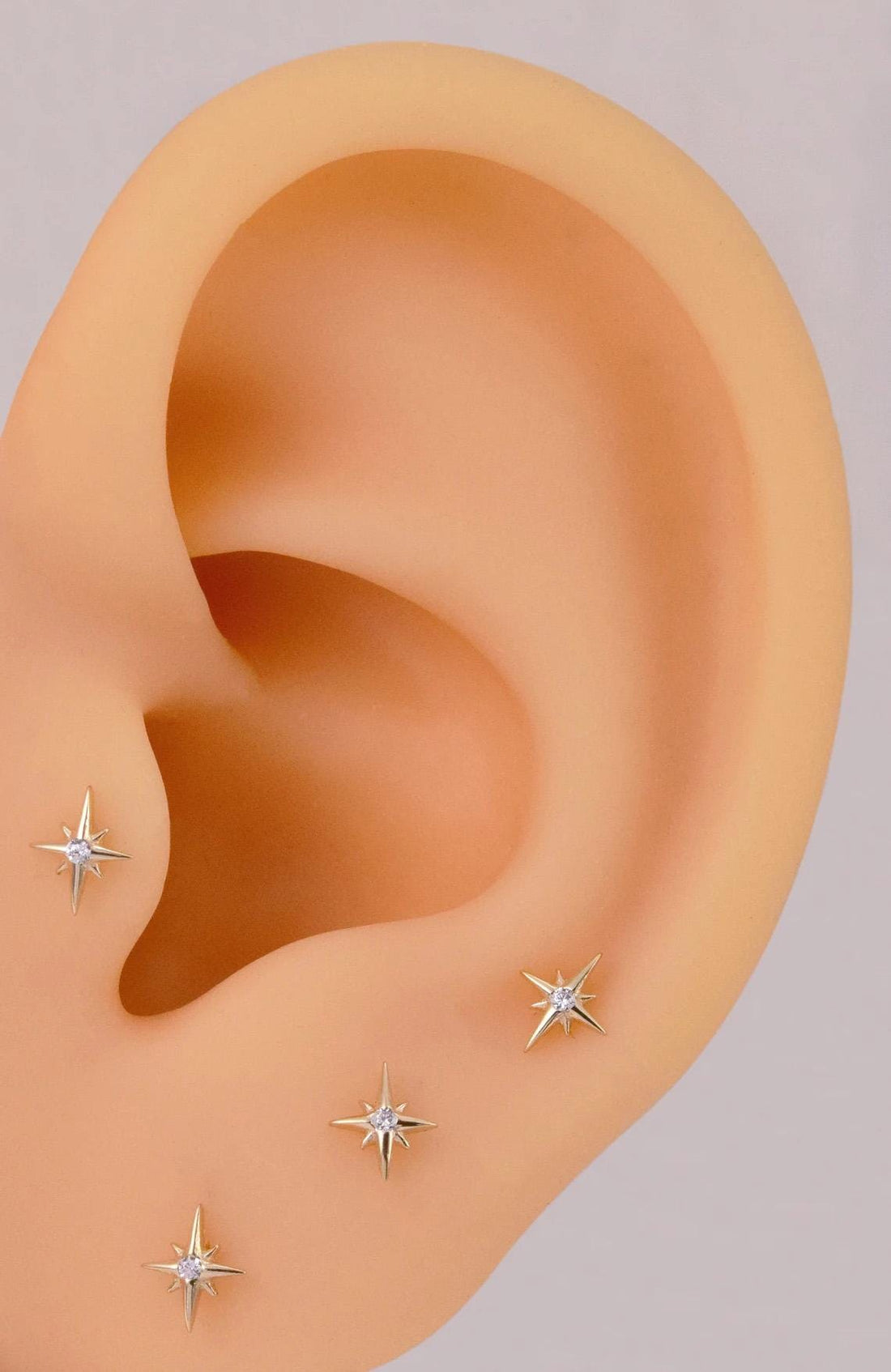 14k Solid Gold Starburst Stud Earring