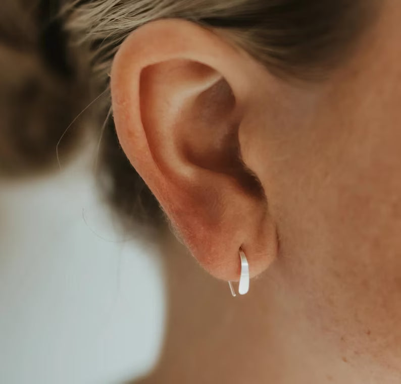 Small Sterling Silver Open Hoop Minimalist Earrings