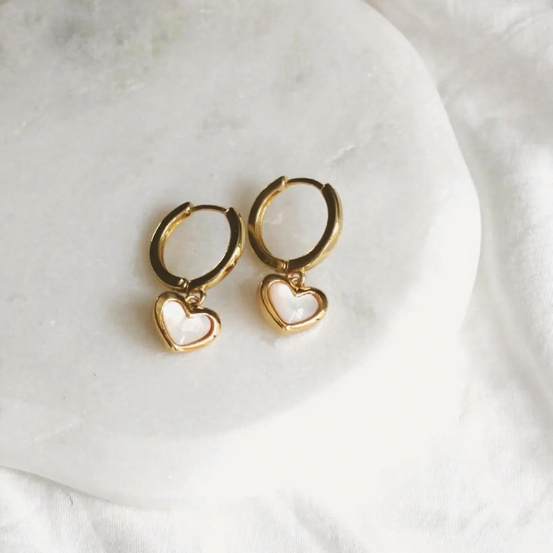 Gold Heart Hoop Earrings