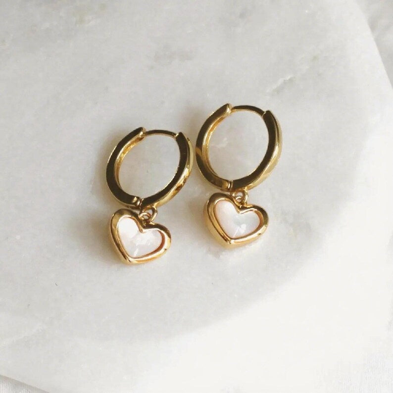 Gold Heart Hoop Earrings