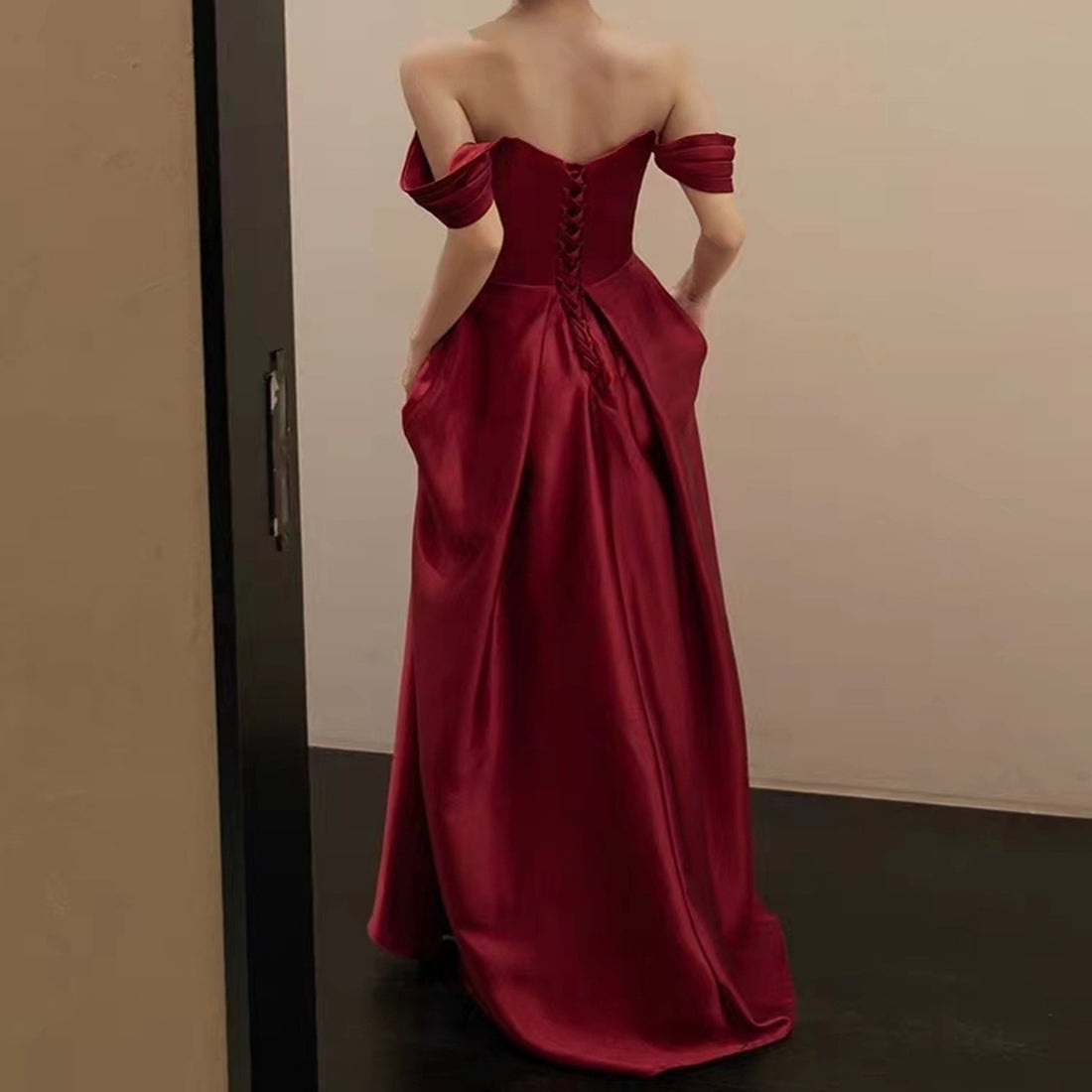 Glamorous Red Satin Floor Length Prom Dress