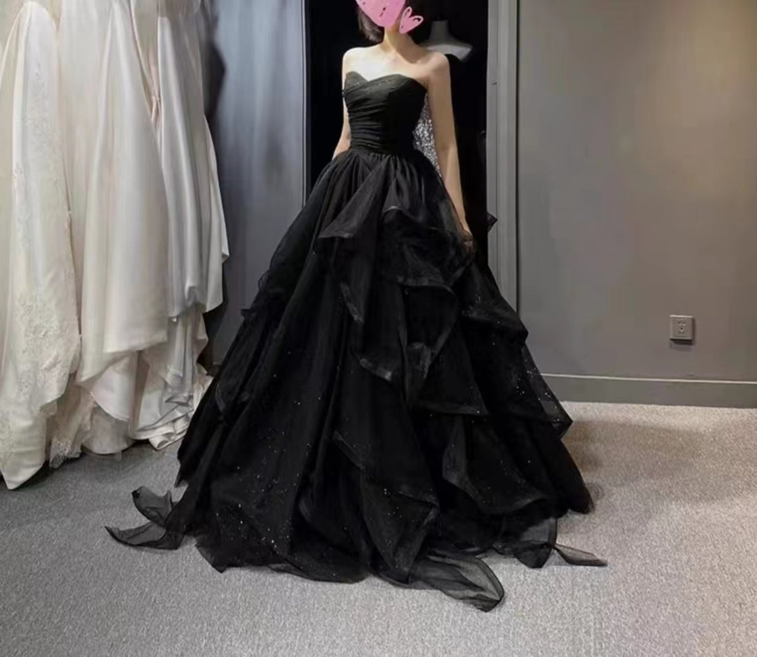 Black Princess Strapless Tulle Ball Gown